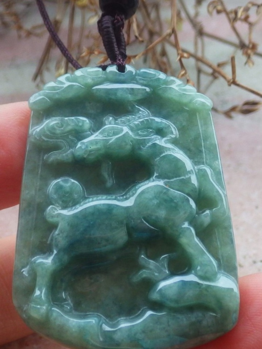 Green sheep Certificate Jadeite jade good fortune Sheep pendant